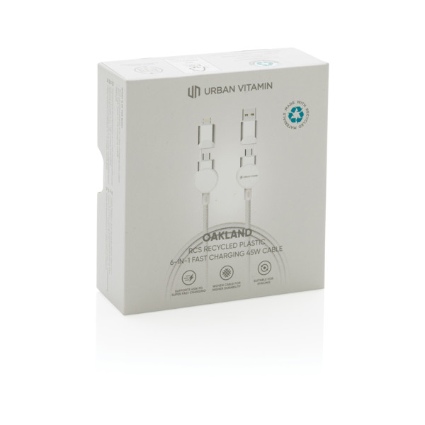 Urban Vitamin 6-v-1 polnilni kabel, 45W, 120 cm - Bela