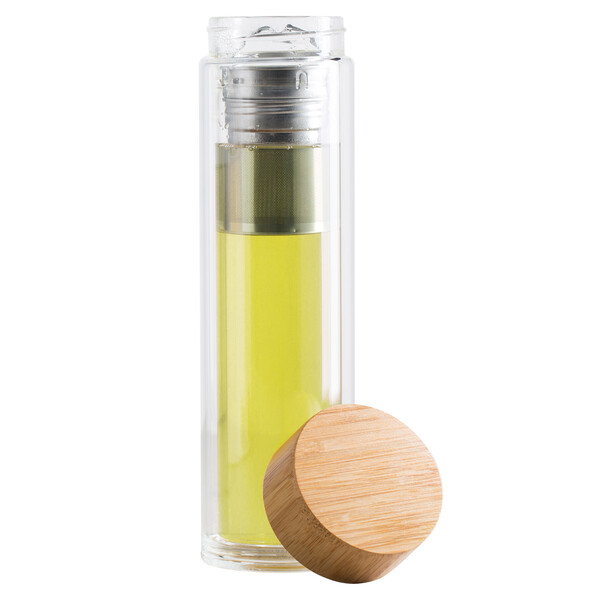 Glass bottle with tea strainer SLEDGE