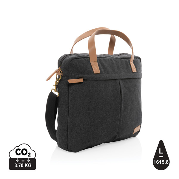 Impact AWARE™ torba za laptop od recikliranog platna 16 oz - Crna