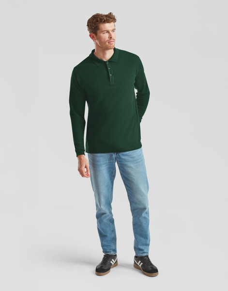 Premium Long Sleeve Polo - White / M