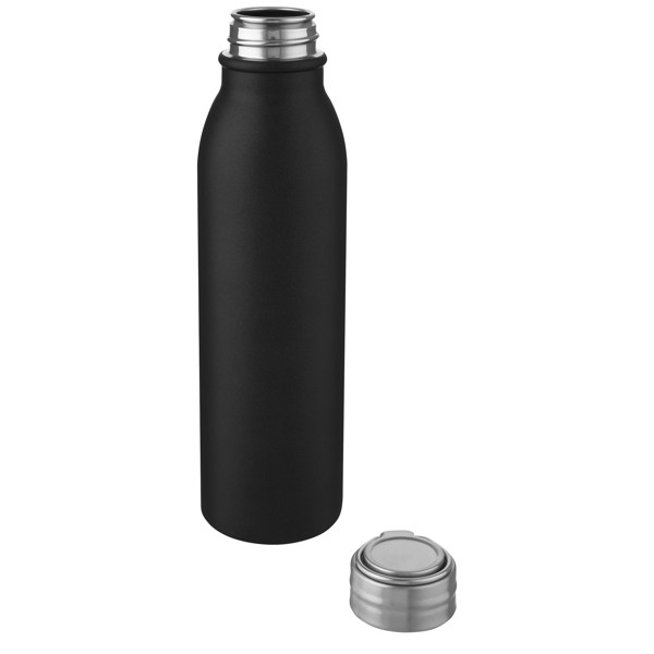 Bouteille de sport Harper 700 ml en acier inoxydable avec boucle métallique - Noir