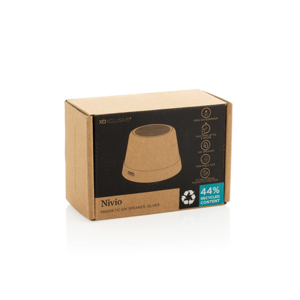 Nivio RCS recycled aluminum magnetic 5W Speaker - Silver