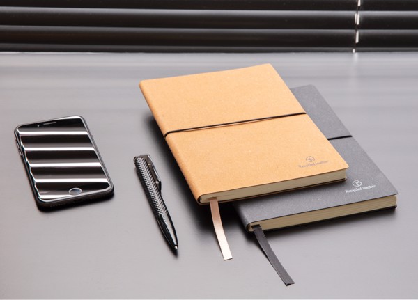 A5 recycled leather notebook - Grey