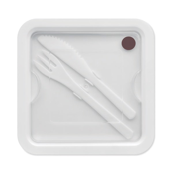 Lunch box with cutlery 600ml Saturday - White