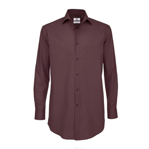 Camisa B&C Black Tie Manga Comprida Homem - 97% Algodão Escovado/ 3% Elastano - Popeline - Branco / S