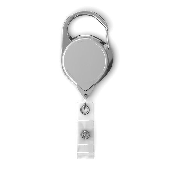 Retractable badge reel with carabiner & logo (without belt clip) - Black