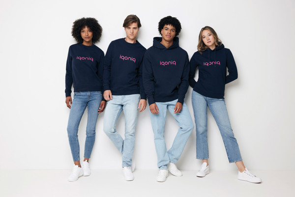 Sweat à capuche en coton recyclé Iqoniq Yoho - Bleu Marine / XXXL