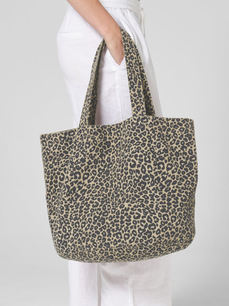 Leopard print canvas Shopper