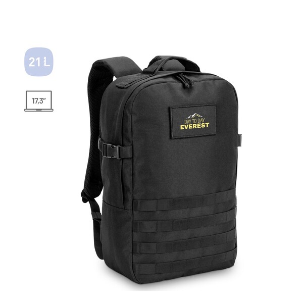EDINBURGH BPACK. Ruksak u vojnom stilu od 600D, recikliranog poliestera visoke gustoće i podstava od 210D recikliranog poliestera 17.3’