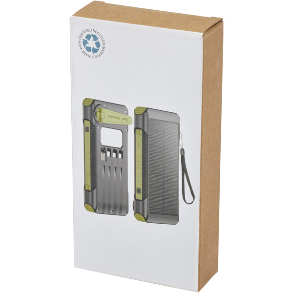 Soldy 10.000 mAh Solardynamo-Powerbank aus recyceltem GRS Kunststoff