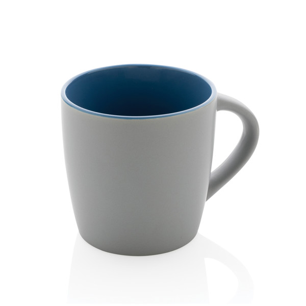 Mug 300ml en céramique avec intérieur coloré - Bleu / Gris