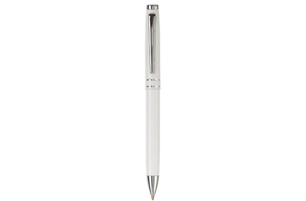 Pen set 2 stripes barrel metal - White