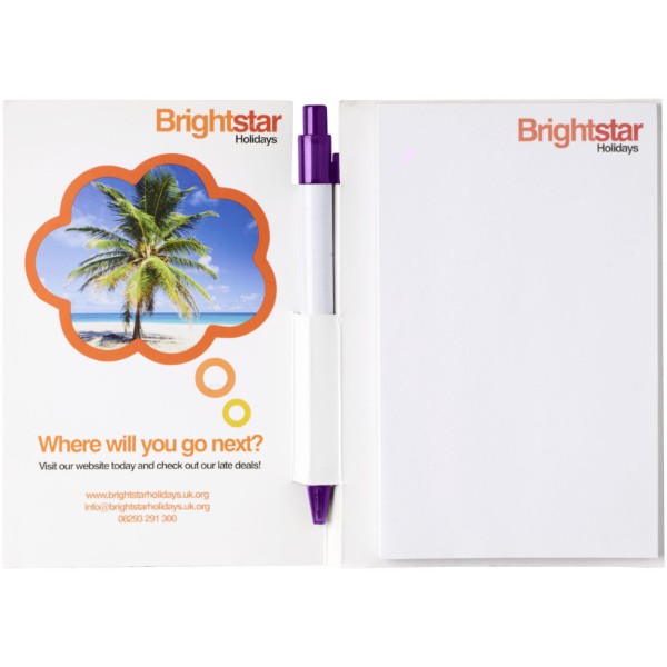Essential conference pack A6 notepad and pen - White / Purple