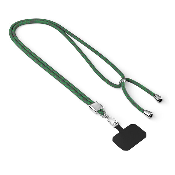 Moderno cordão cruzado para telemóvel em poliéster - Verde clássico / Preto / Acessórios prateados