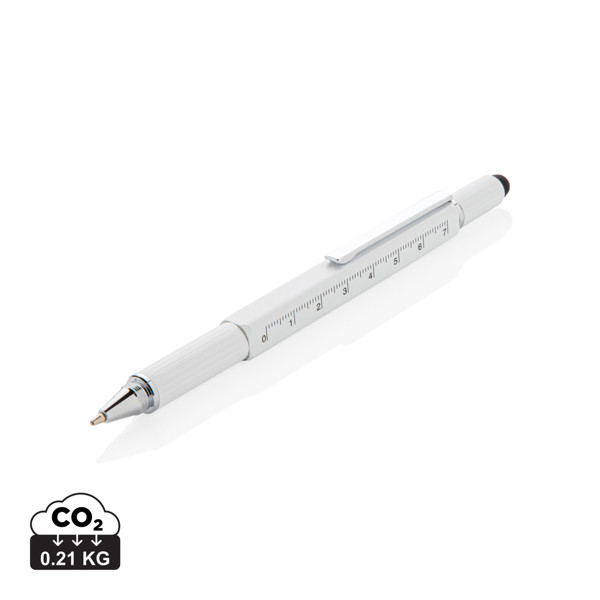 Stylo outil 5 en 1 en aluminium - Blanc