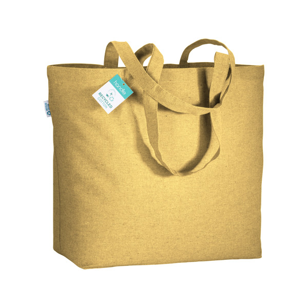 Shopper In Cotone Riciclato  190 G/M2 Con Soffietto Alla Base, Manici Lunghi - Giallo