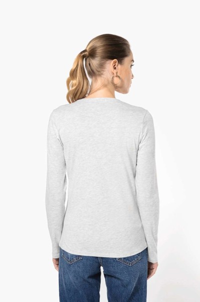 Ladies' Long-Sleeved V-Neck T-Shirt - White / L