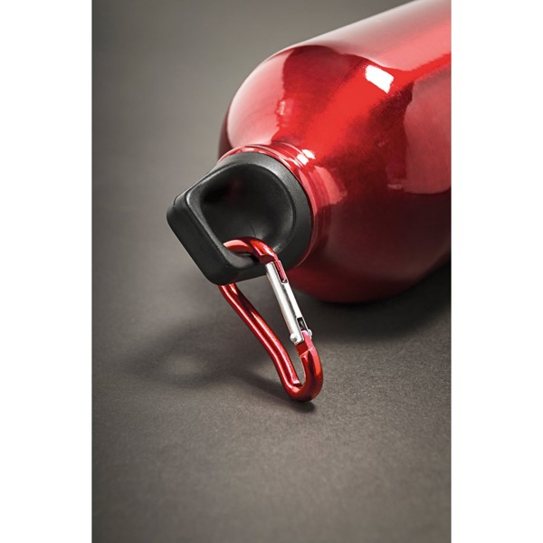 LANDSCAPE. Aluminium sports bottle with carabiner 400 mL - Red