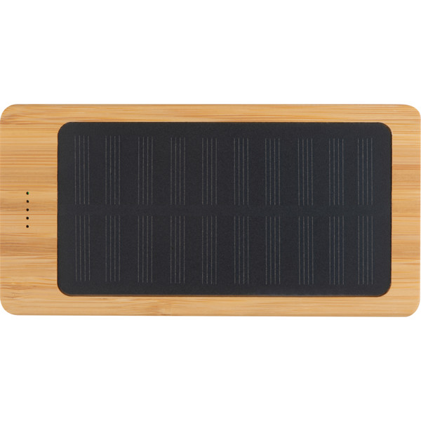 VALENTINA 8000 mAh napelemes powerbank bambuszból - Beige