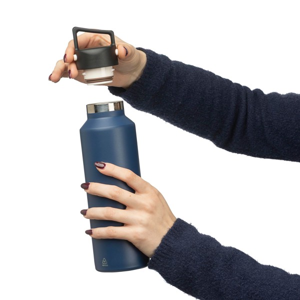 Gerecyclede roestvrijstalen dubbelwandige fles (600 ml) Mace - wit
