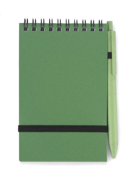 Notebook with pen TRESA A6 - green
