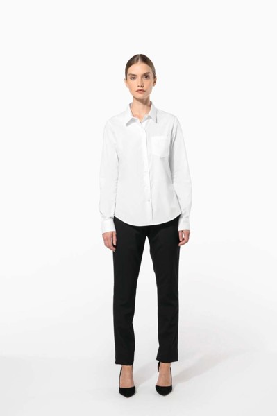 Ladies' Long-Sleeved Cotton Poplin Shirt - White / L