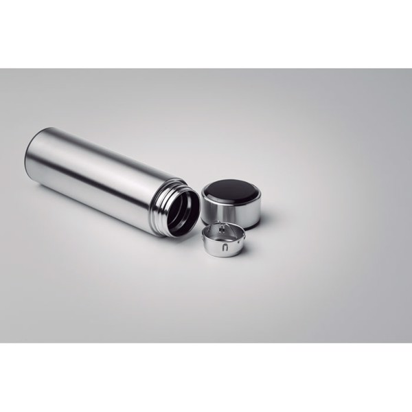 Pole insulated bottle,450 ml,LED thermometer - Matt Silver