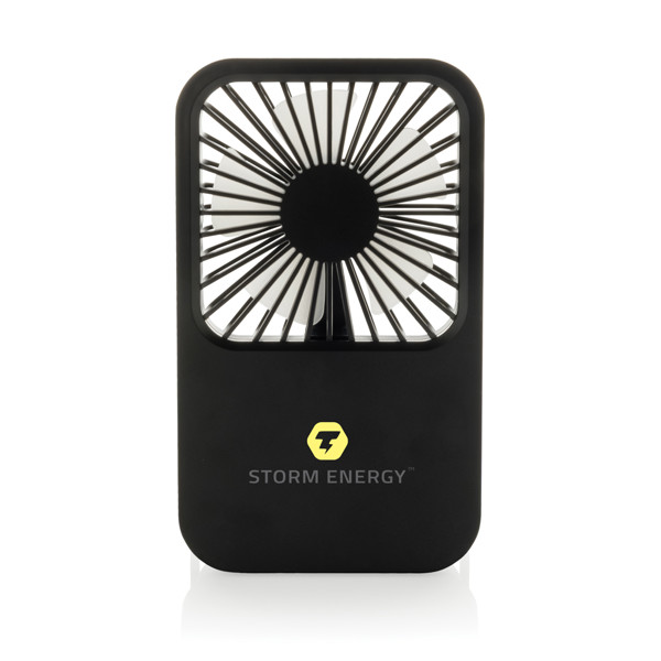 Aervina RCS recycled plastic re-chargeable desk fan - Black
