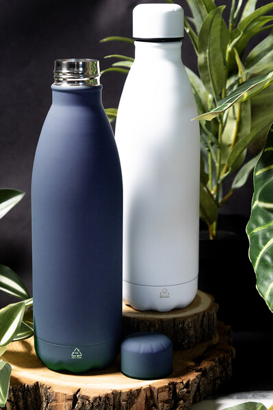 Bouteille en acier inoxydable recyclée Refill Soft - Bleu Foncé