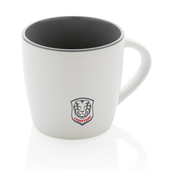 Ceramic mug with coloured inner 300ml - White / Grey