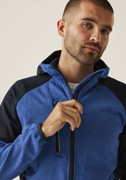 X-Pro Coldspring Ii Hybrid Performance Stretch Hooded Fleece Jacket - Oxford Blue Marl / Navy / 3XL