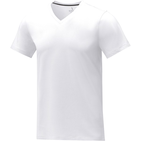 Pánské tričko s krátkým rukávem a výstřihem do V Somoto - Bílá / S
