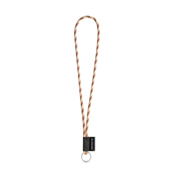 SET Lanyard TUBE Long (Ø 7 mm) s krúžkom Ø 32 mm - Hnedá / Béžová