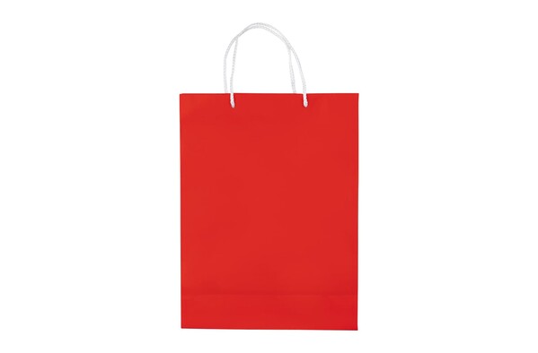 Papirnata vrečka 400x300x120 mm, sijajni zaključek - Rdeča