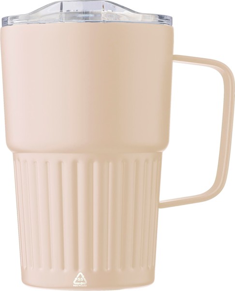 Dvojstenný cestovný hrnček z recyklovanej nehrdzavejúcej ocele (450 ml) - Béžová