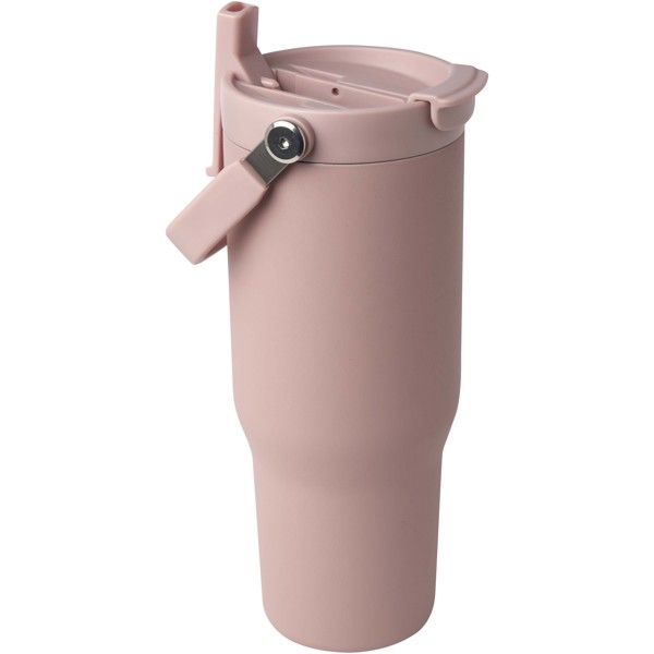 Vákuovo izolovaný pohár Bronx 900 ml RCS z recyklovanej nehrdzavejúcej ocele s dvojitým funkčným vekom - Prašná ružová