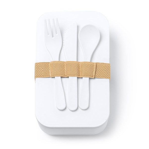 Fiambrera personalizada de PLA 1 litro con cubiertos incluidos