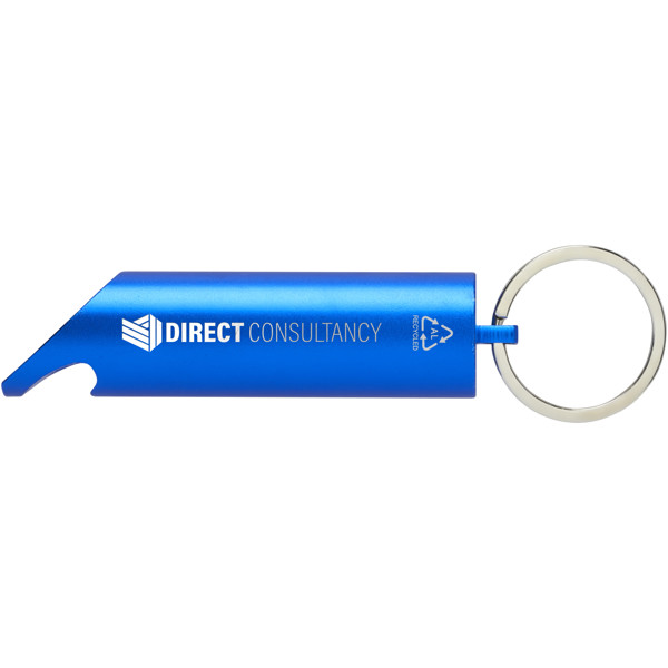Lumière LED IPX Flare en aluminium recyclé et ouvre-bouteille avec porte-clés - Bleu royal