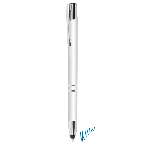STYLO MÉTALLIQUE AUTOMATIQUE AVEC POINTEUR "DENVER" - Blanc