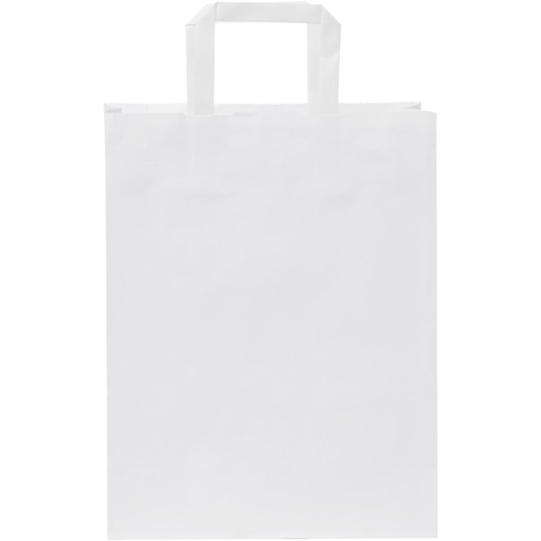Sac en papier Kraft 80-90 g/m² avec poignées plates, 25 x 11 x 31 cm - Blanc
