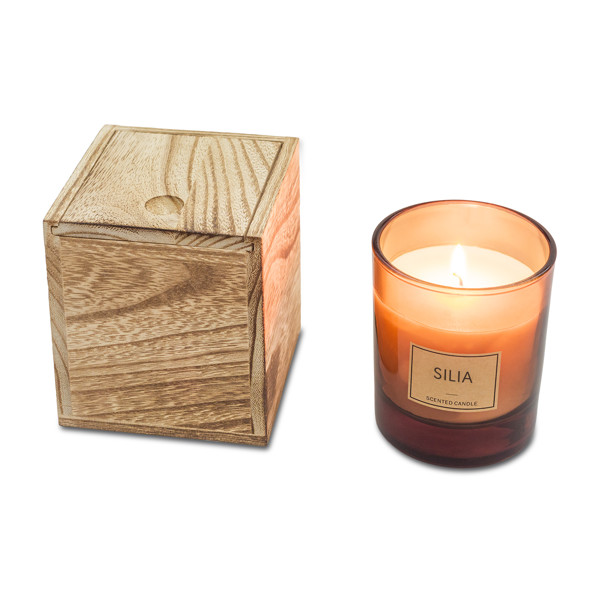 Silia candle in a wooden box