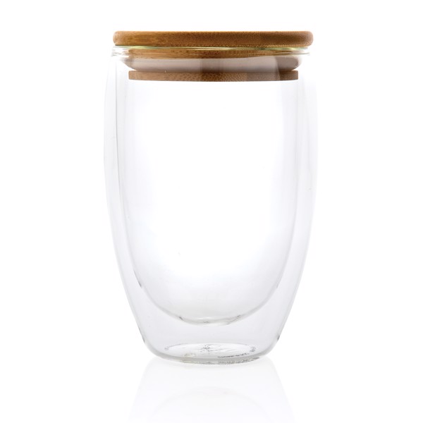 Set de 2 verres double paroi 250ml avec couvercle en bambou