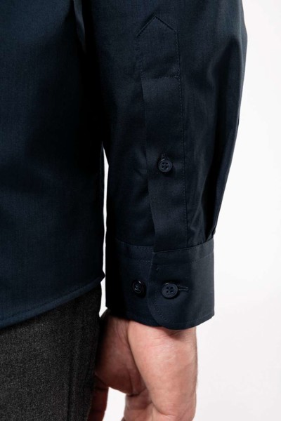 Men's Long-Sleeved Mandarin Collar Shirt - White / M