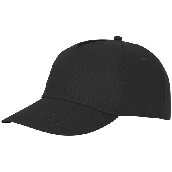 Boné de algodão 5 painéis com reforço e fecho aderente de 175 g/m² Feniks - Preto liso
