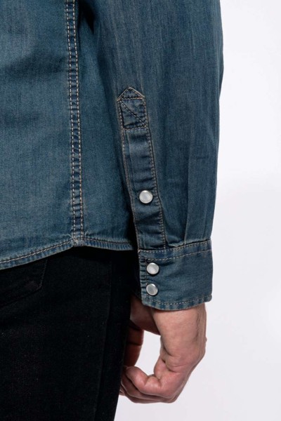 Men's Long-Sleeved Denim Shirt - S