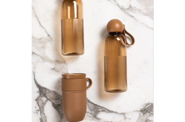 Bouteille d'eau Sagaform Ture 600 ml - Transparent / Marron