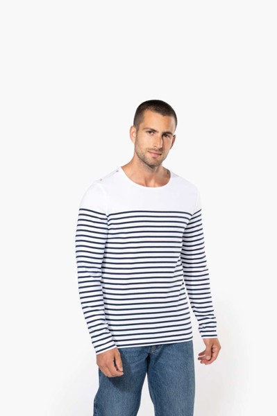 Men’S Long-Sleeved Breton Stripe Top - S