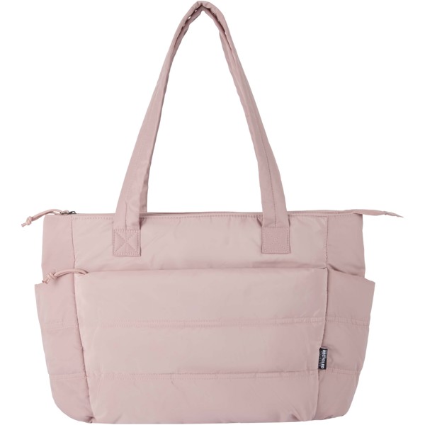 Tote bag per portatile da 15,6" in materiale riciclato certificato GRS Puffer - 18L - Rosa polveroso