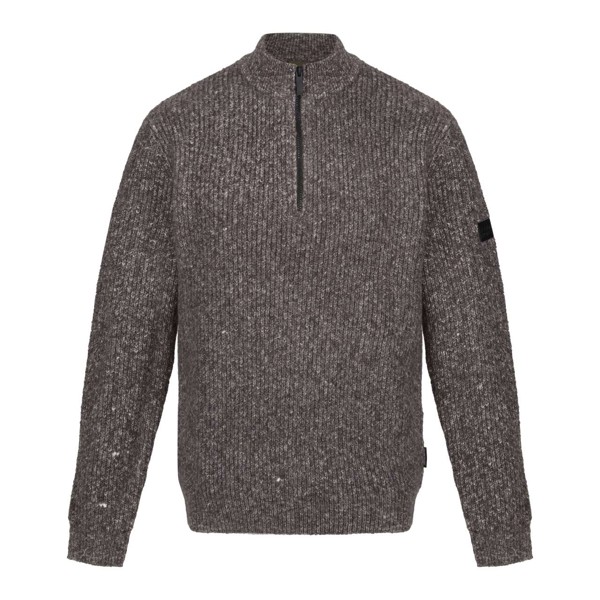 Solomon Zip-Neck Knitted Pullover - Dark Grey Marl / 2XL