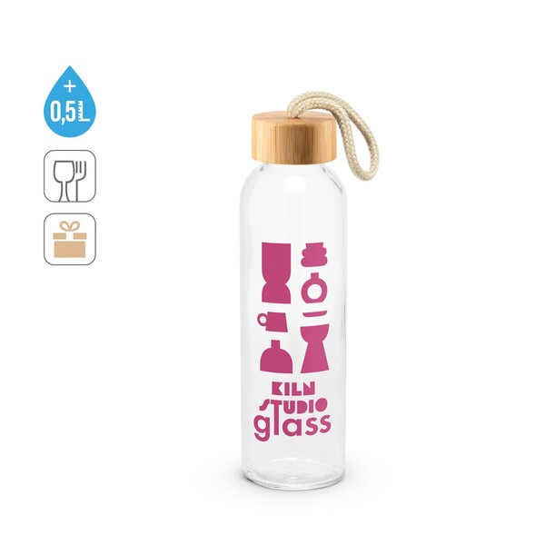 CROSBY. Sklenená fľaša s bambusovým viečkom, 520 ml